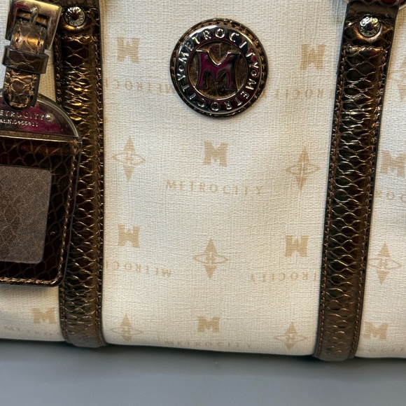 Metro City Monogram Satchel – Cream with Metallic Bronze Trim - Picture 13 of 13